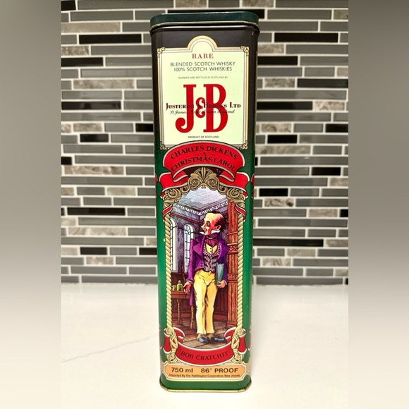 Vintage J&B Whisky Charles Dickens A Christmas Carol Metal Decorative Tim-EMPTY - Picture 4 of 7